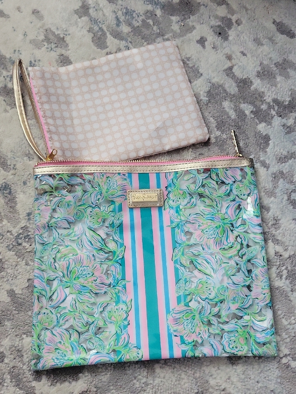 Vibrant Floral Zip Pouch - Pink & Aqua